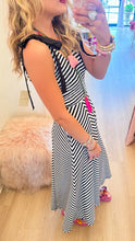 Black Striped Sleeveless Midi Dress