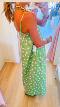 Light Green and White Polka Dot Maxi Dress