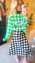 Queen of Sparkles White and Green Check Golf Cart Sweater