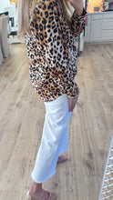 Brown Leopard Print Button Down Top