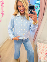 Blue and White Polka Dot Cardigan