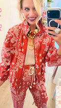 Red Paisley Print Bomber Jacket