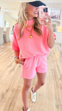 Pink Ribbed Short Sleeve Short Set