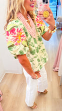 Green Floral Detail Babydoll Top