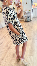 Off White Leopard Dolman Sleeve Mini Dress