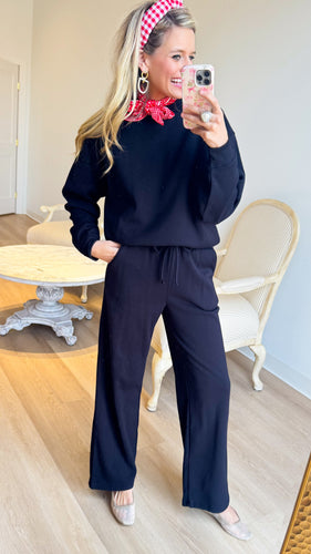 Black Sweatshirt Pant Set