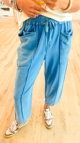 Day Blue Mineral Washed Barrel Pants
