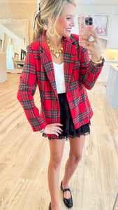 Red Plaid Flannel Blazer