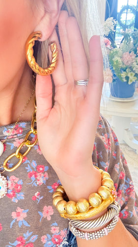 Gold Braided Hoop Earrings