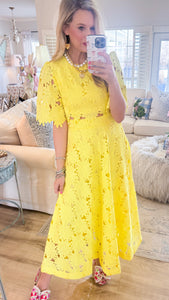 Yellow Floral Lace Two Piece Set