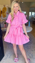Light Pink Ruffle Neck Mini Dress