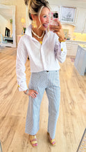 Blue pinstripe Wide Leg Pants