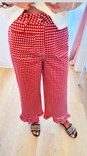 Rust Gingham Ruffle Hem Pants