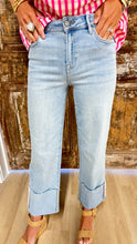 Light Wash Cuffed Straight Leg Jeans