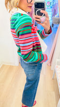 RESTOCK Green and Pink Multi Stripe Cardigan