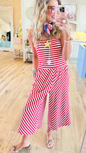 Red Striped Off Shoulder Jumpsuit