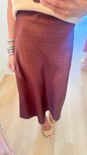 Mocha Satin Polka Dot Midi Skirt