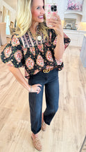 THML Black Floral Printed Puff Sleeve Top