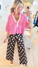 Brown and Off White Polka Dot Scallop Hem Pants