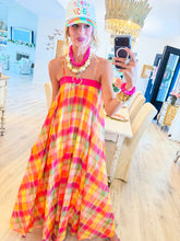 Deal of the day Pink and Orange Multi Plaid Maxi Dress