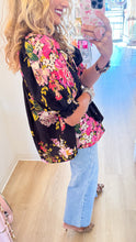 Black Multi Floral Puff Sleeve Top