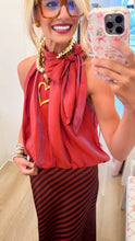 Rust High Neck Bow Bubble Top