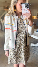 Cream Colorful Knit Sweater Cardigan