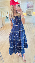 Navy Polka Dot Smocked Midi Dress
