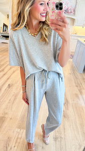 Heather Grey Brushed Fleece Jogger Set