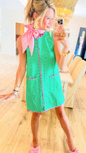 Green Gingham Contrast Trim Dress
