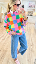 Pink Multi Color Checkered Sweater