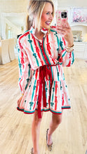 Pink, Green and Red Bow Print Mini Dress