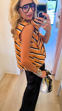 Mustard Stripe Sleeveless Neck Tie Top