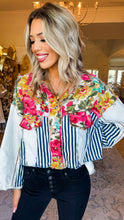 Floral and Striped Button Down Jacket