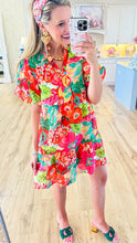 THML Pink Flower Print Puff Sleeve Dress