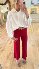 Red Twill Wide Leg Pants