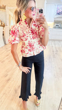 Black Straight Leg Ruffle Hem Pants