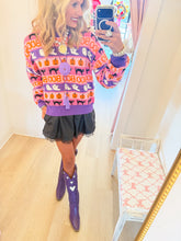 Pink and Purple Multi Jacquard Halloween Sweater
