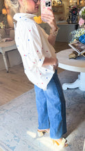 Red White and Blue Embroidered Star Button Up Top