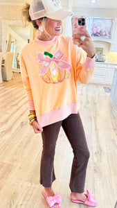 Orange Pumpkin Sequin Sweatshirt