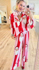Pink and Red Santa Ribbed Set