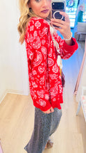 Queen of Sparkles Red Paisley Cowboy Santa Sweater