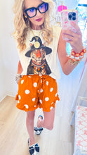 Orange Polka Dot Ruffle Hem Shorts