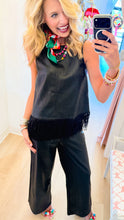 Black Fringe Leather Pant Set