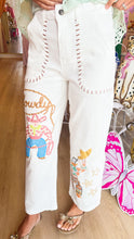 White Western Printed Jeans