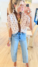 Ecru Polka Dot Contrast Top