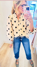 Cream and Black Polka Dot 3/4 Sleeve Top