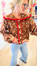 Leopard Red Accent Trim Cardigan