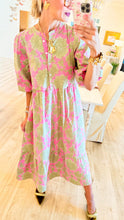 Green and Pink Garden District Dress
