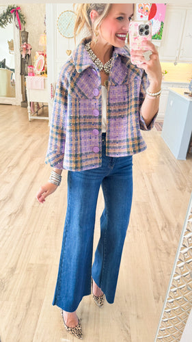Ivy Jane Purple Swing Plaid Jacket